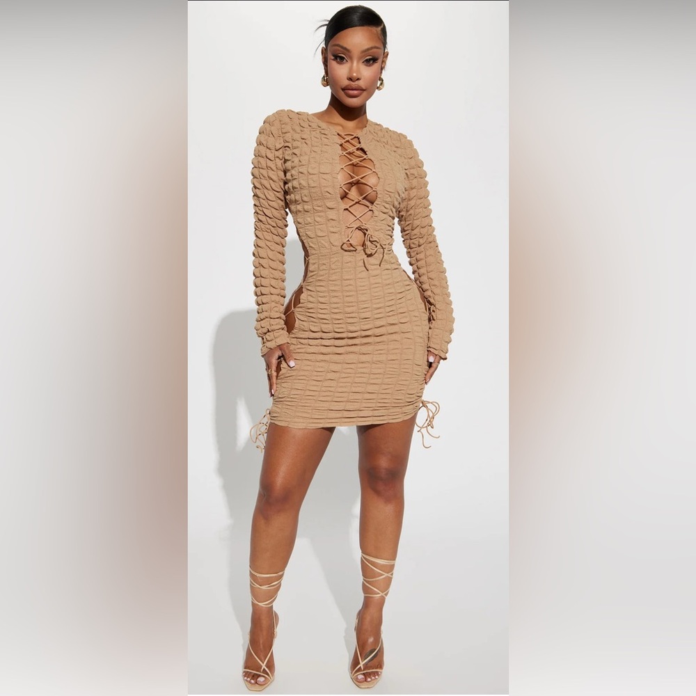 Fashion Nova Dress | Macchiato Mini Dress - Mocha | Size XS NWOT